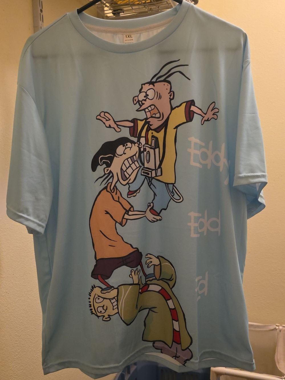 Light Blue Cartoon Graphic Tee with Ed, Edd n Eddy Art